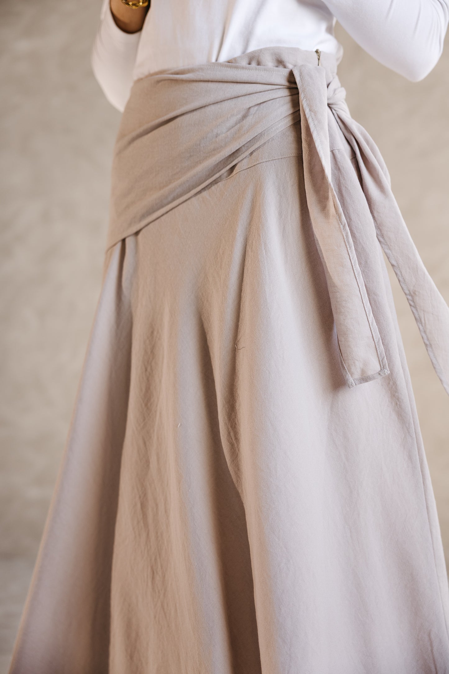 The Serene Wrap Skirt in Warm Greige