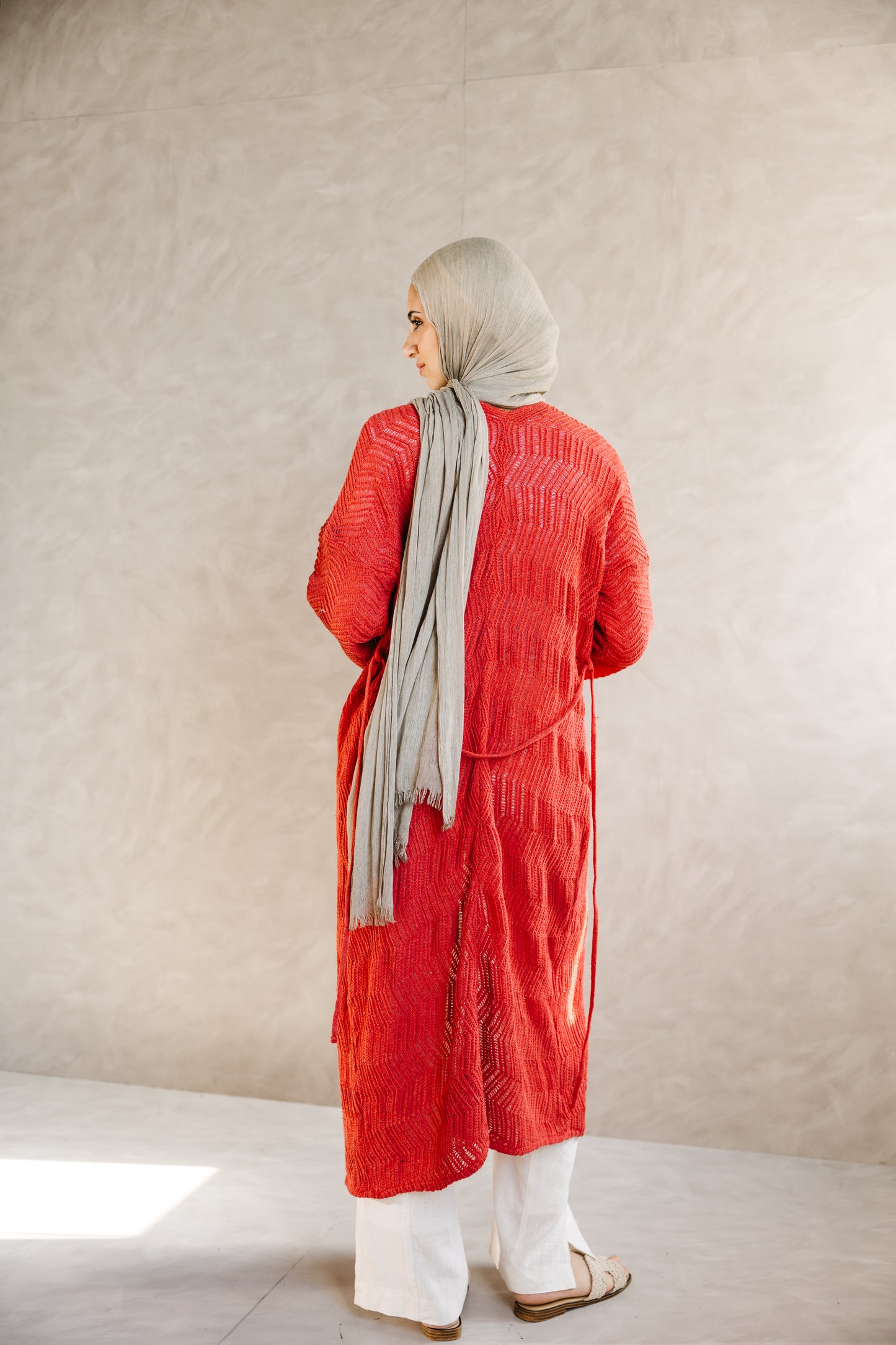 KnotWave Cardigan in Pale Red
