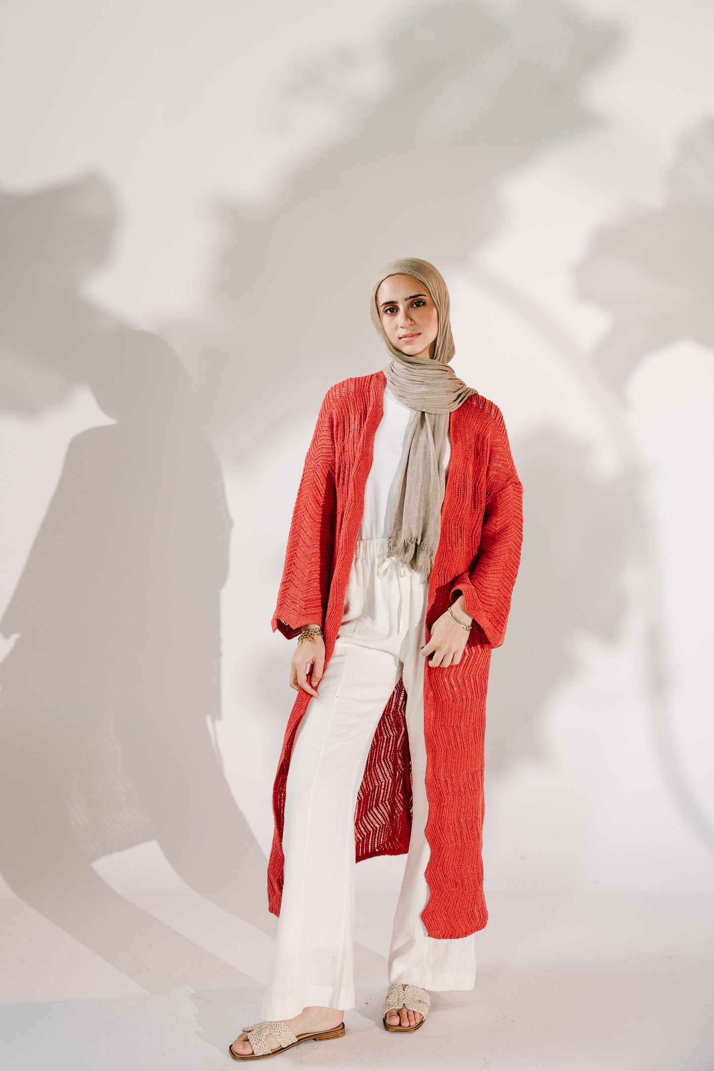 KnotWave Cardigan in Pale Red