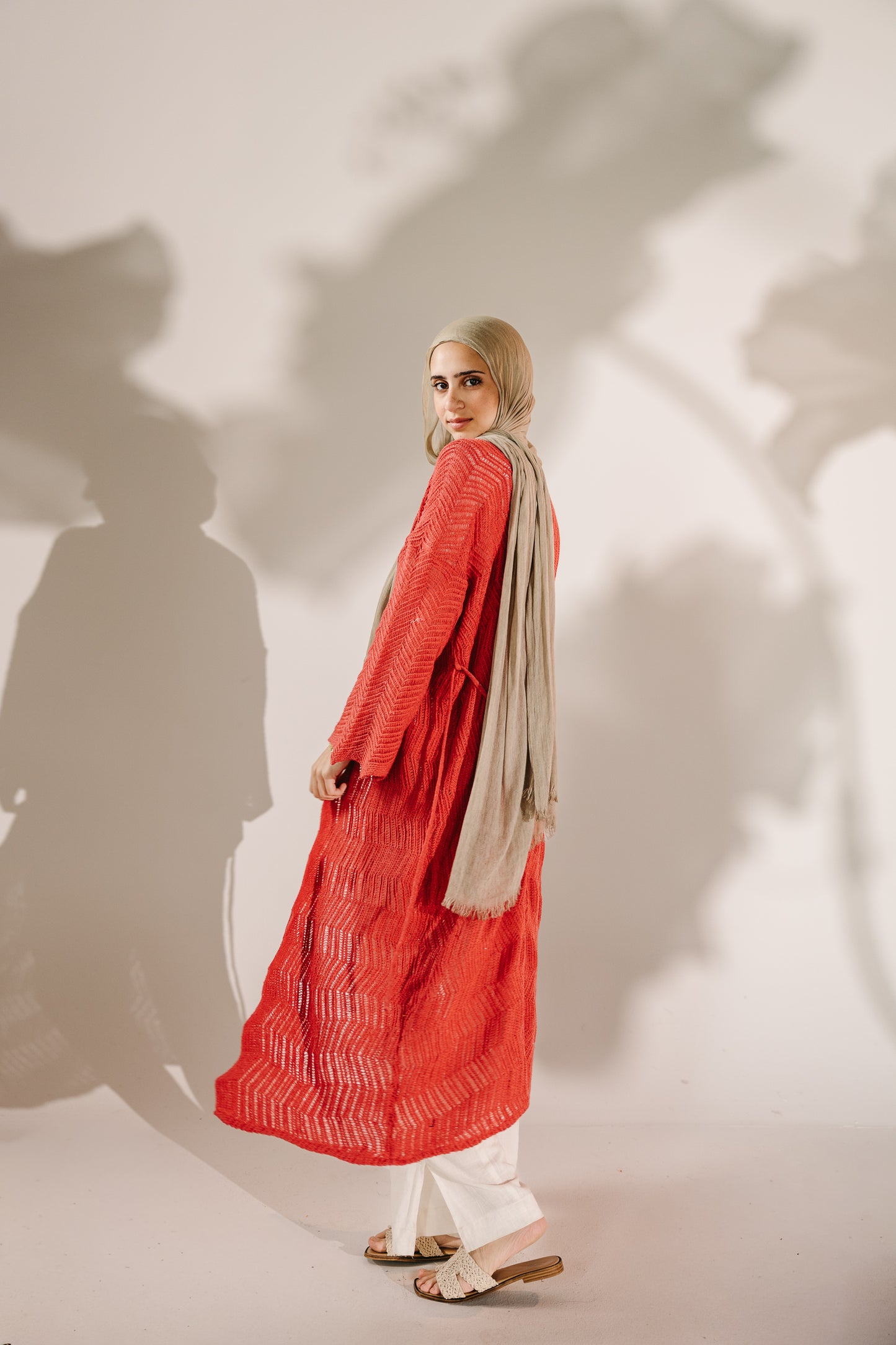 KnotWave Cardigan in Pale Red