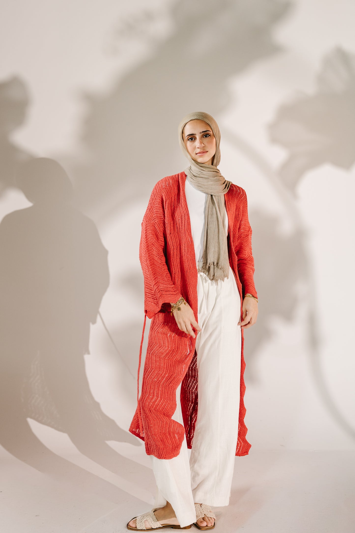 KnotWave Cardigan in Pale Red