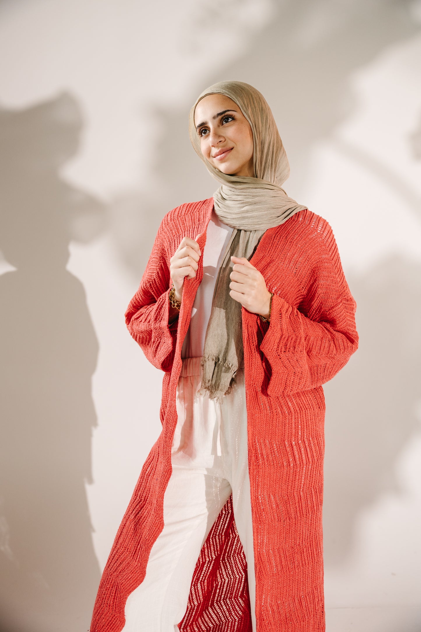 KnotWave Cardigan in Pale Red