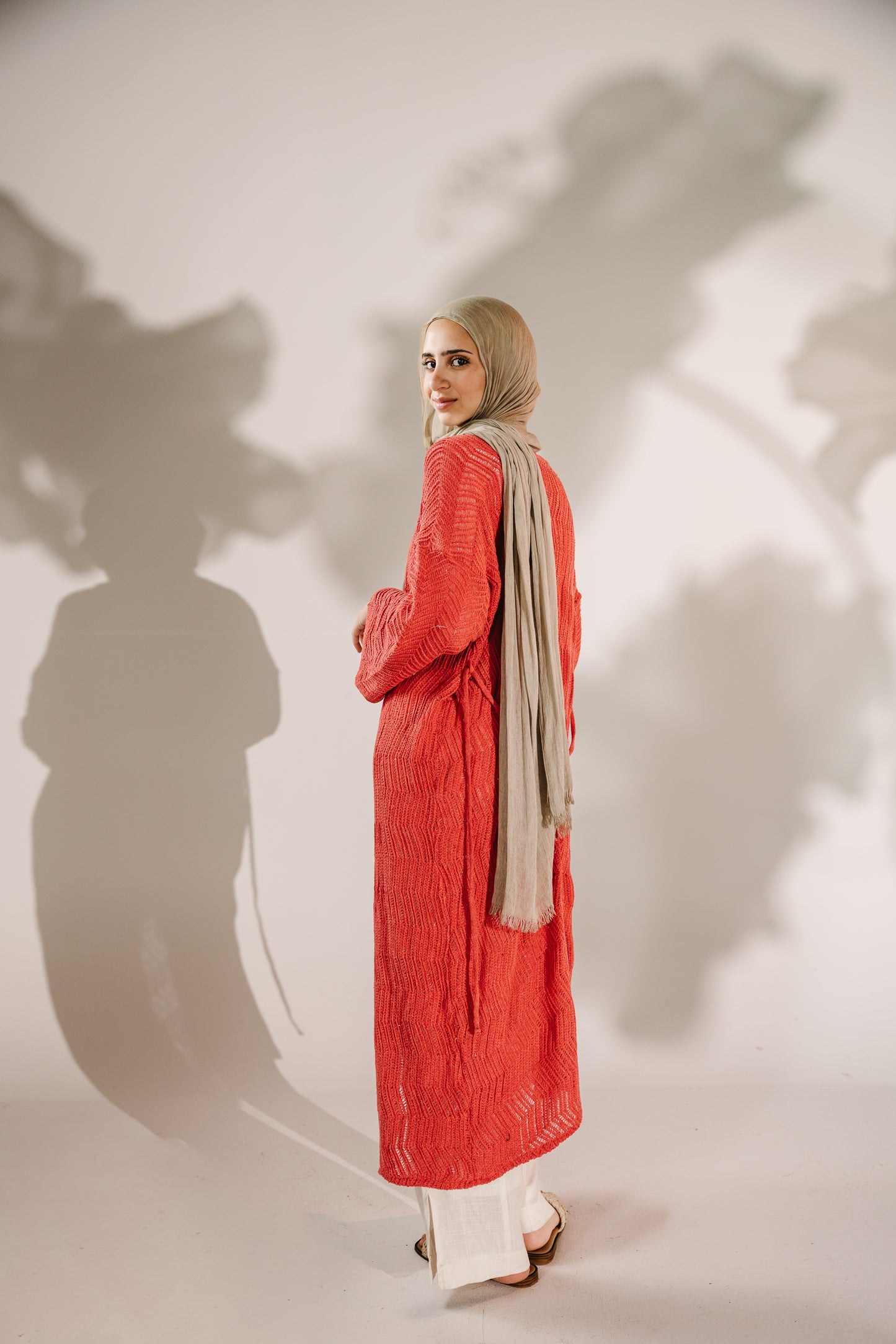 KnotWave Cardigan in Pale Red