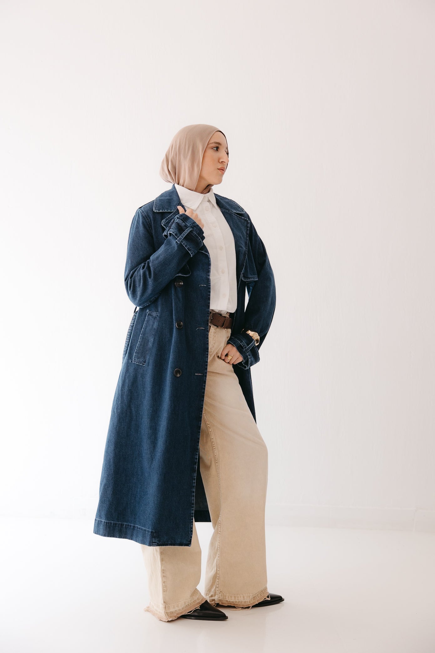 Allure Trench Coat in Deep Blue