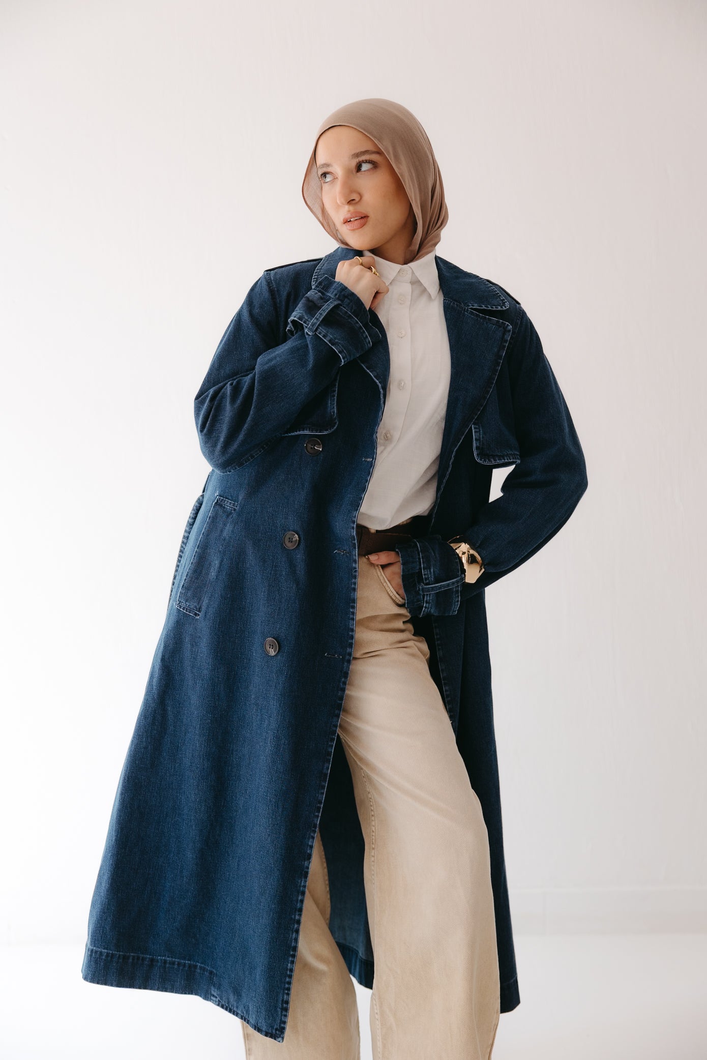 Allure Trench Coat in Deep Blue