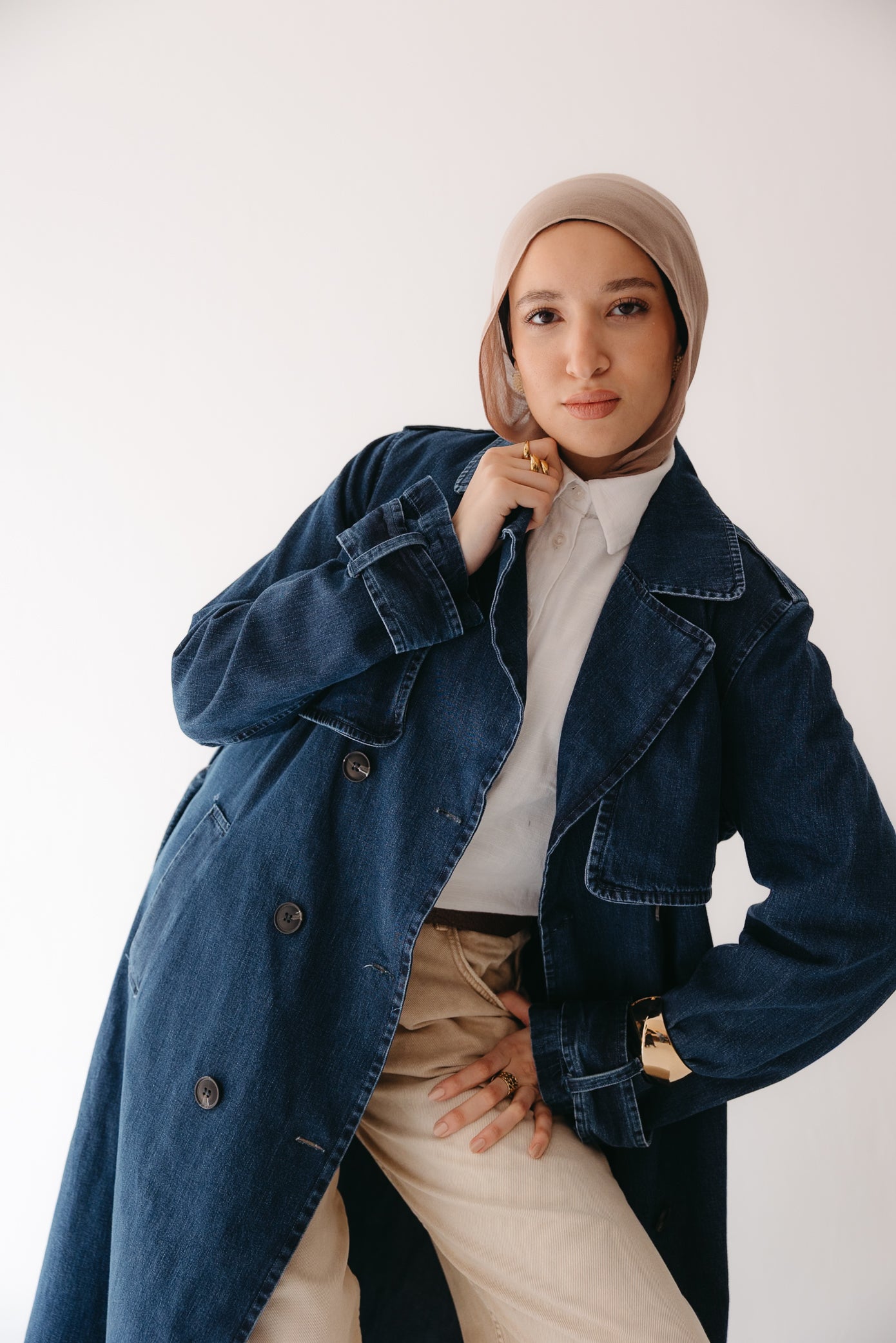 Allure Trench Coat in Deep Blue