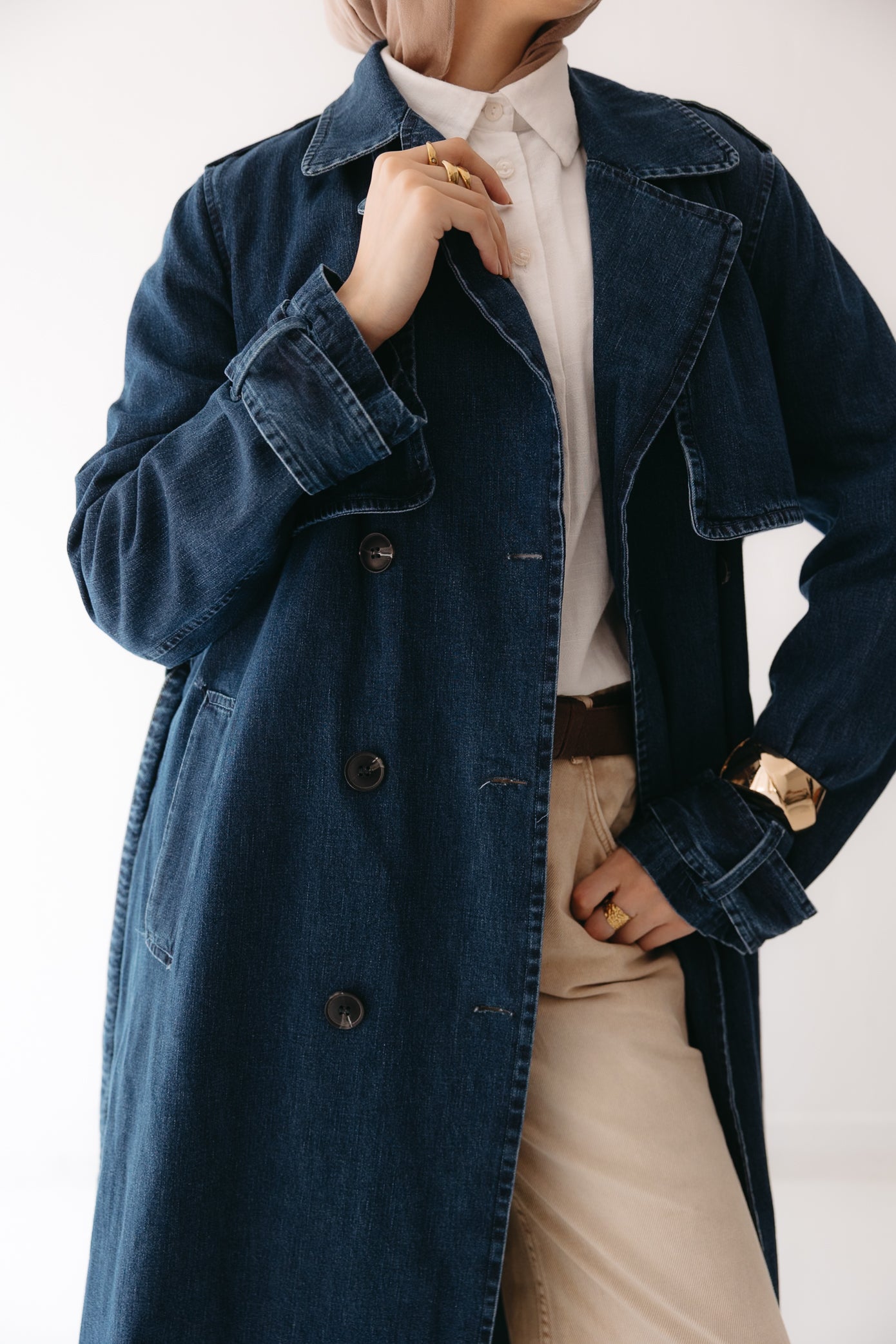 Allure Trench Coat in Deep Blue