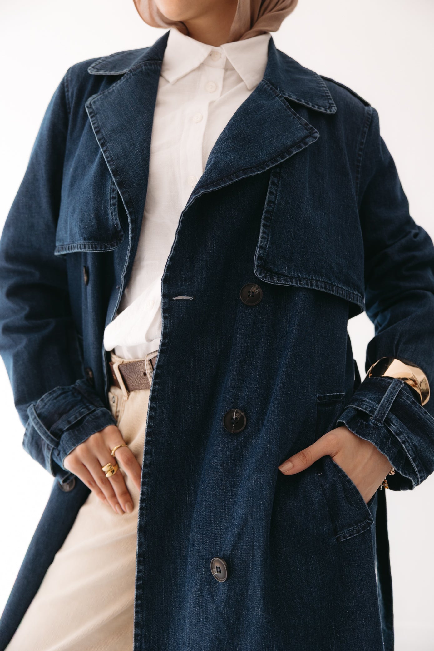 Allure Trench Coat in Deep Blue