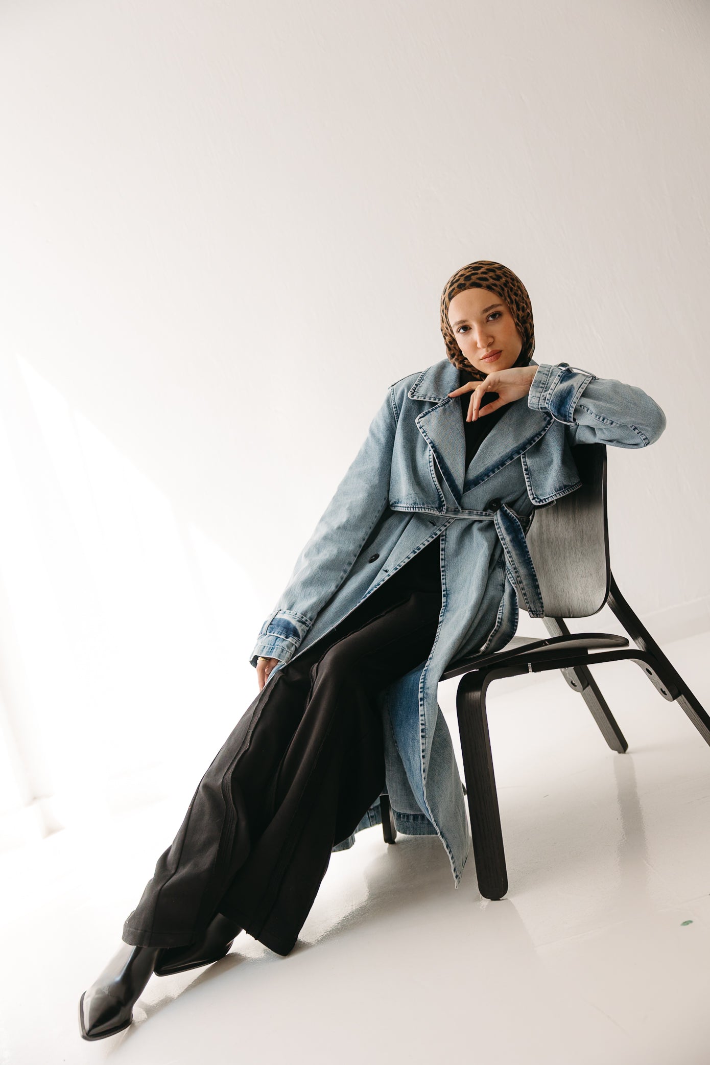 Allure Trench Coat in Washed Blue