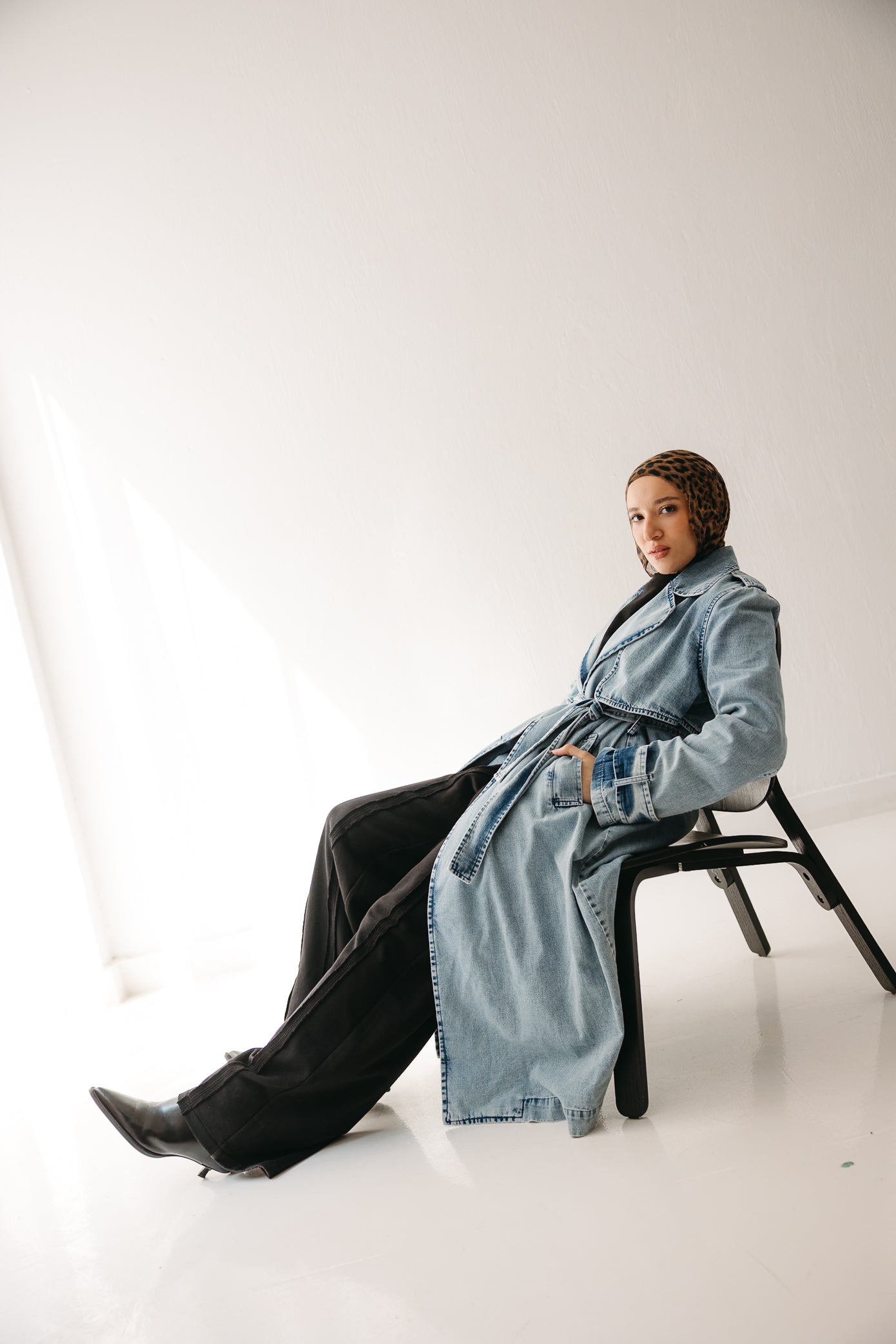 Allure Trench Coat in Washed Blue