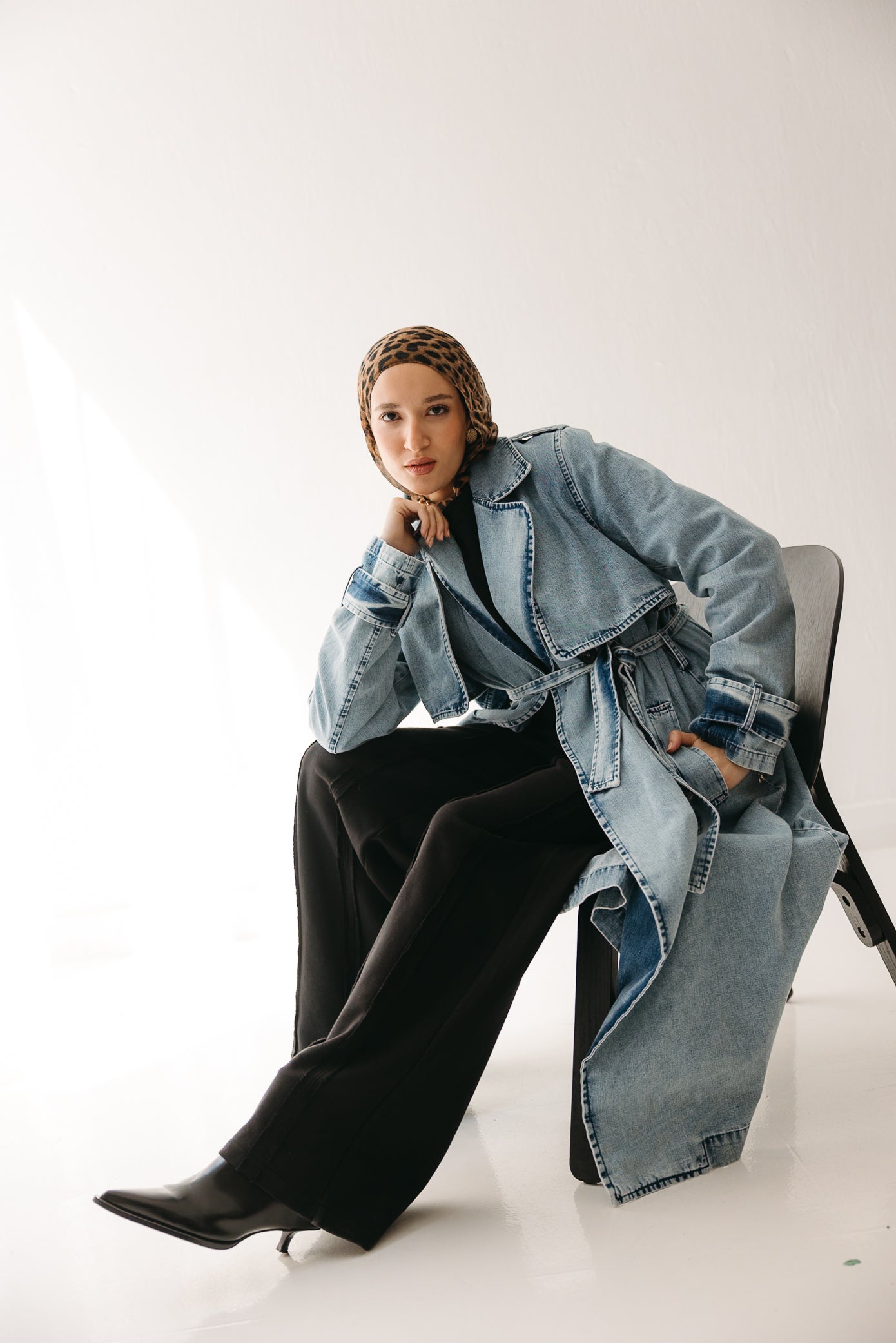 Allure Trench Coat in Washed Blue