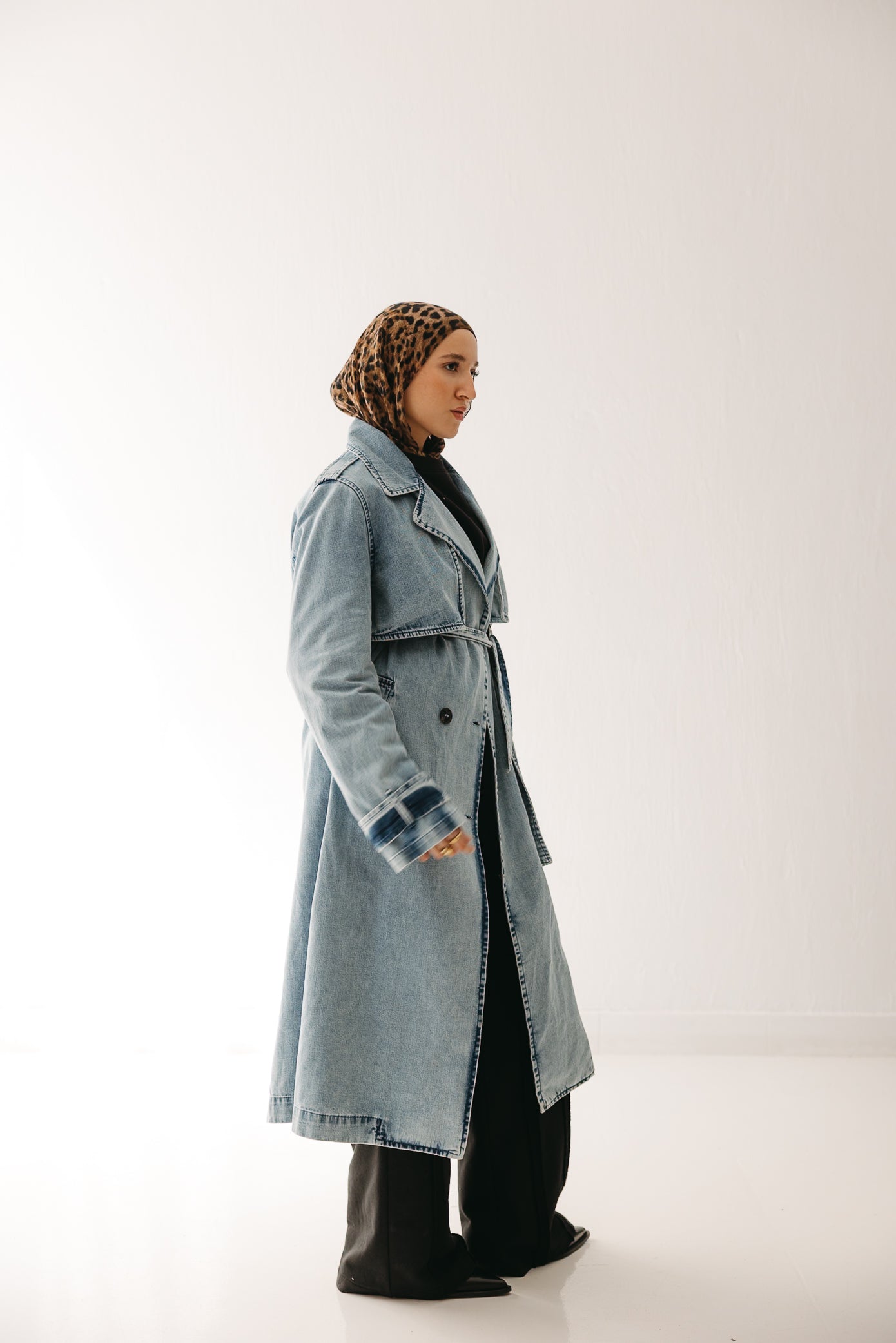 Allure Trench Coat in Washed Blue