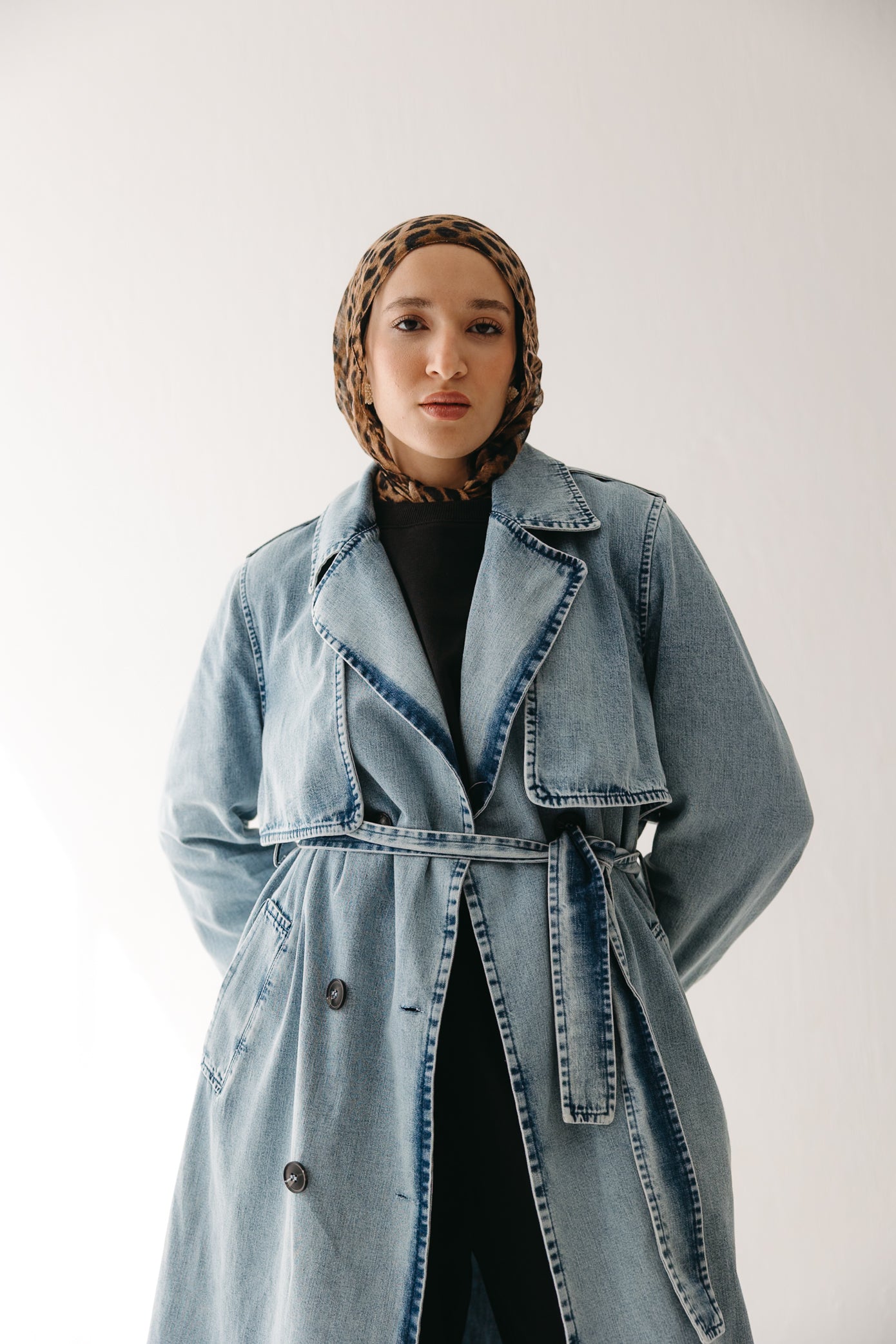 Allure Trench Coat in Washed Blue