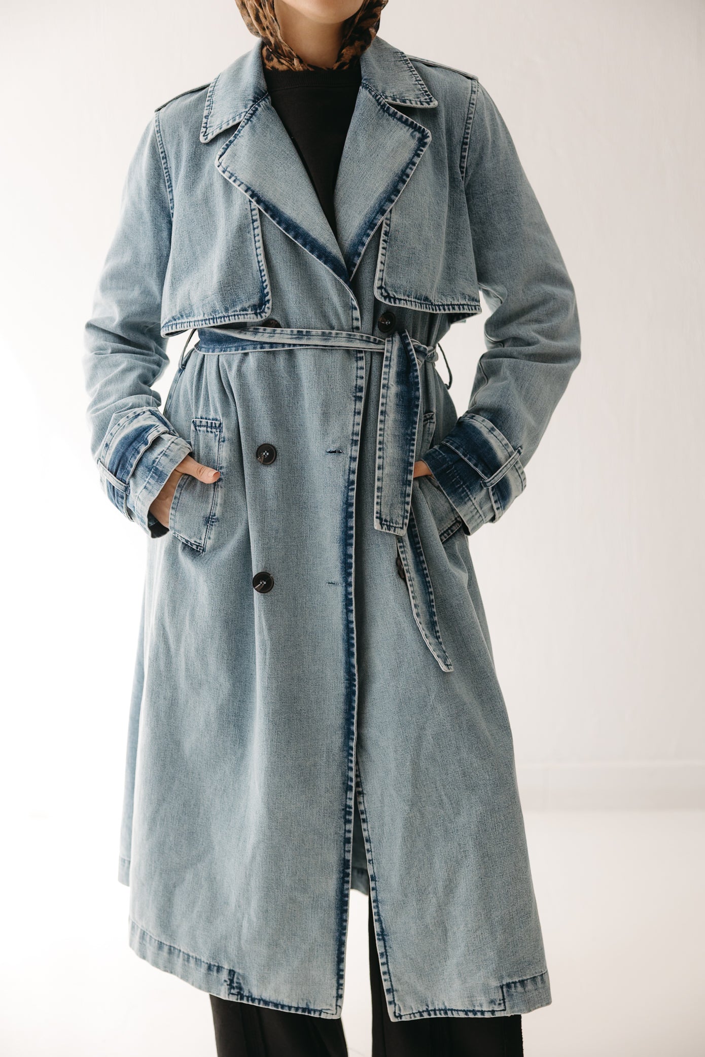 Allure Trench Coat in Washed Blue