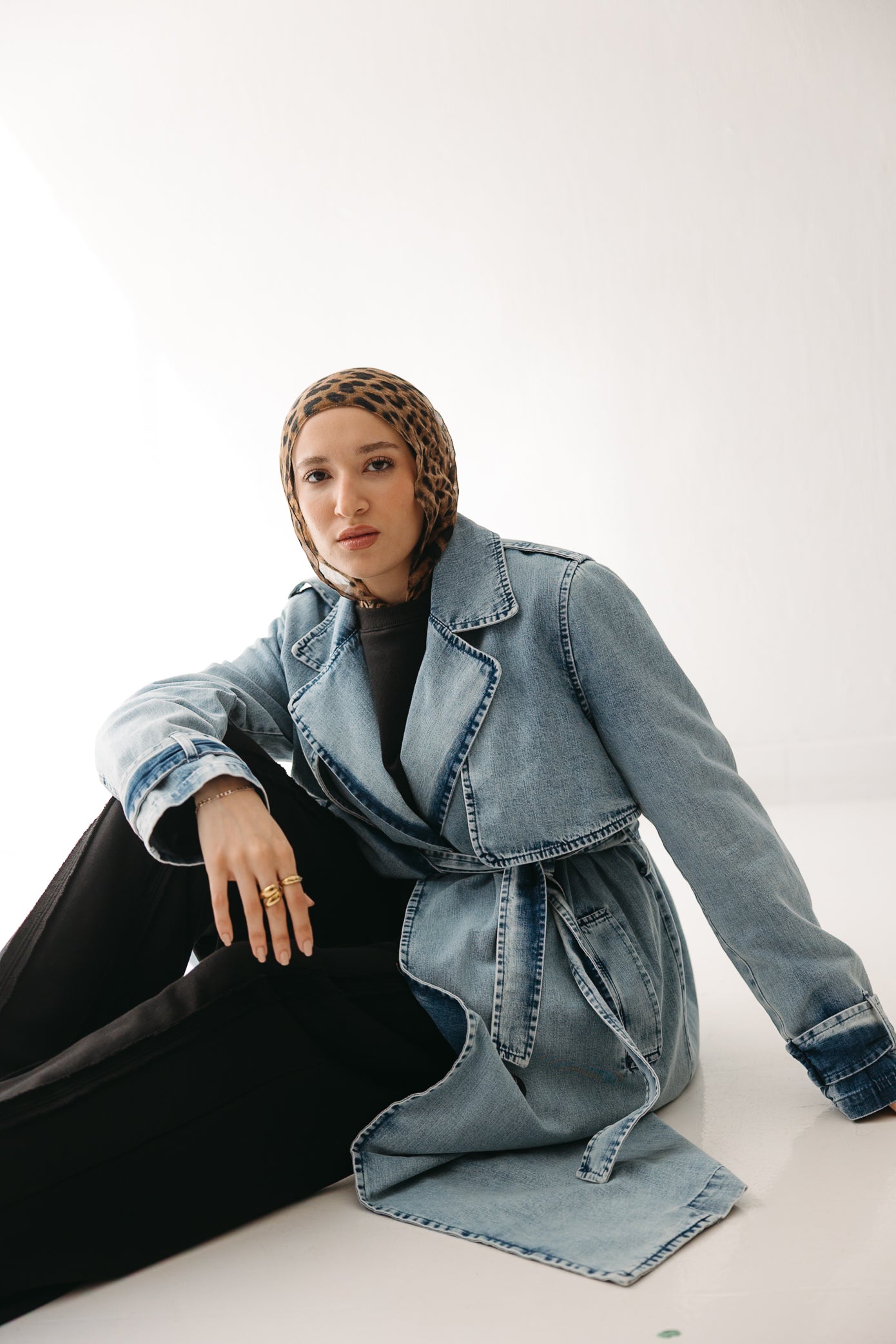 Allure Trench Coat in Washed Blue