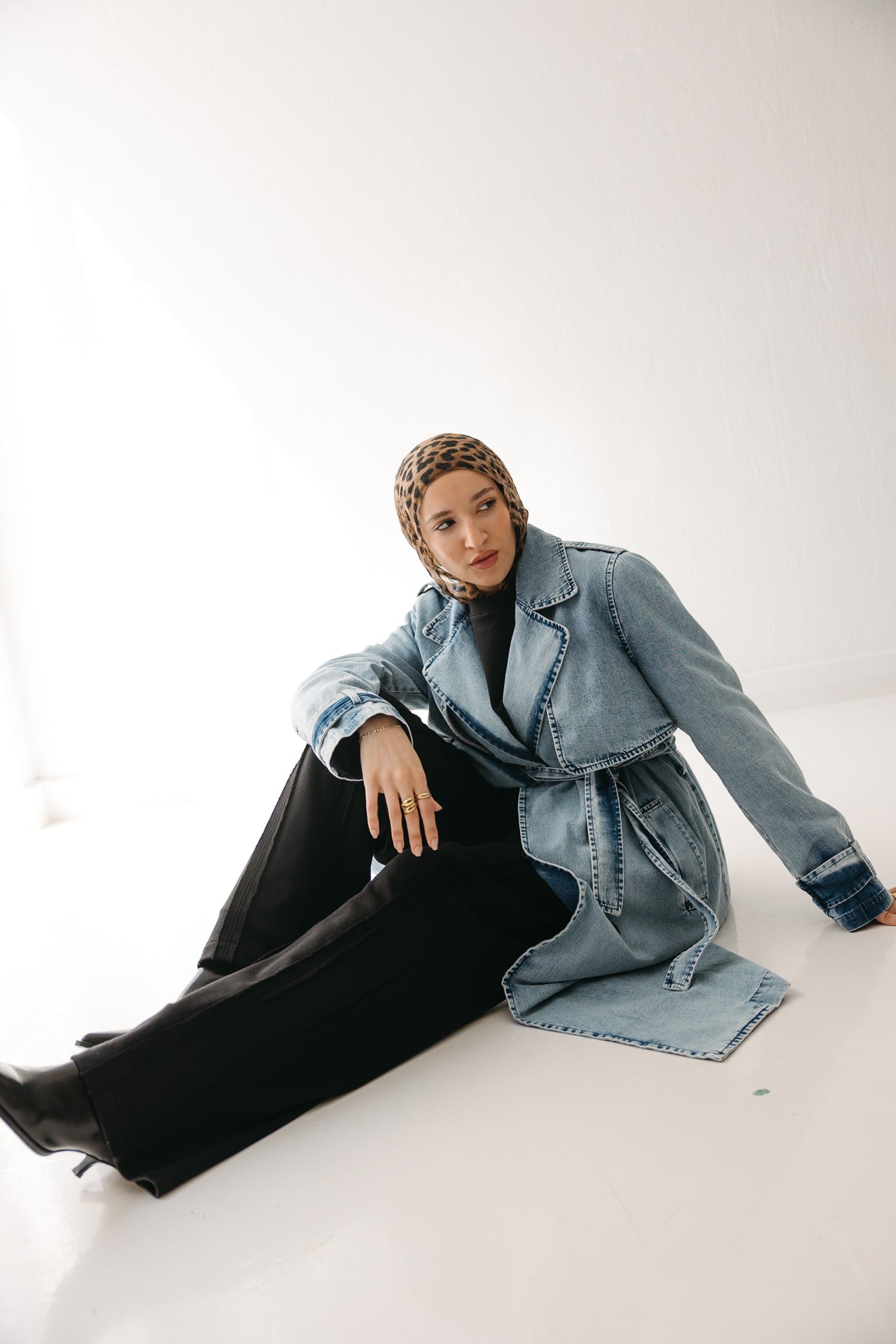 Allure Trench Coat in Washed Blue