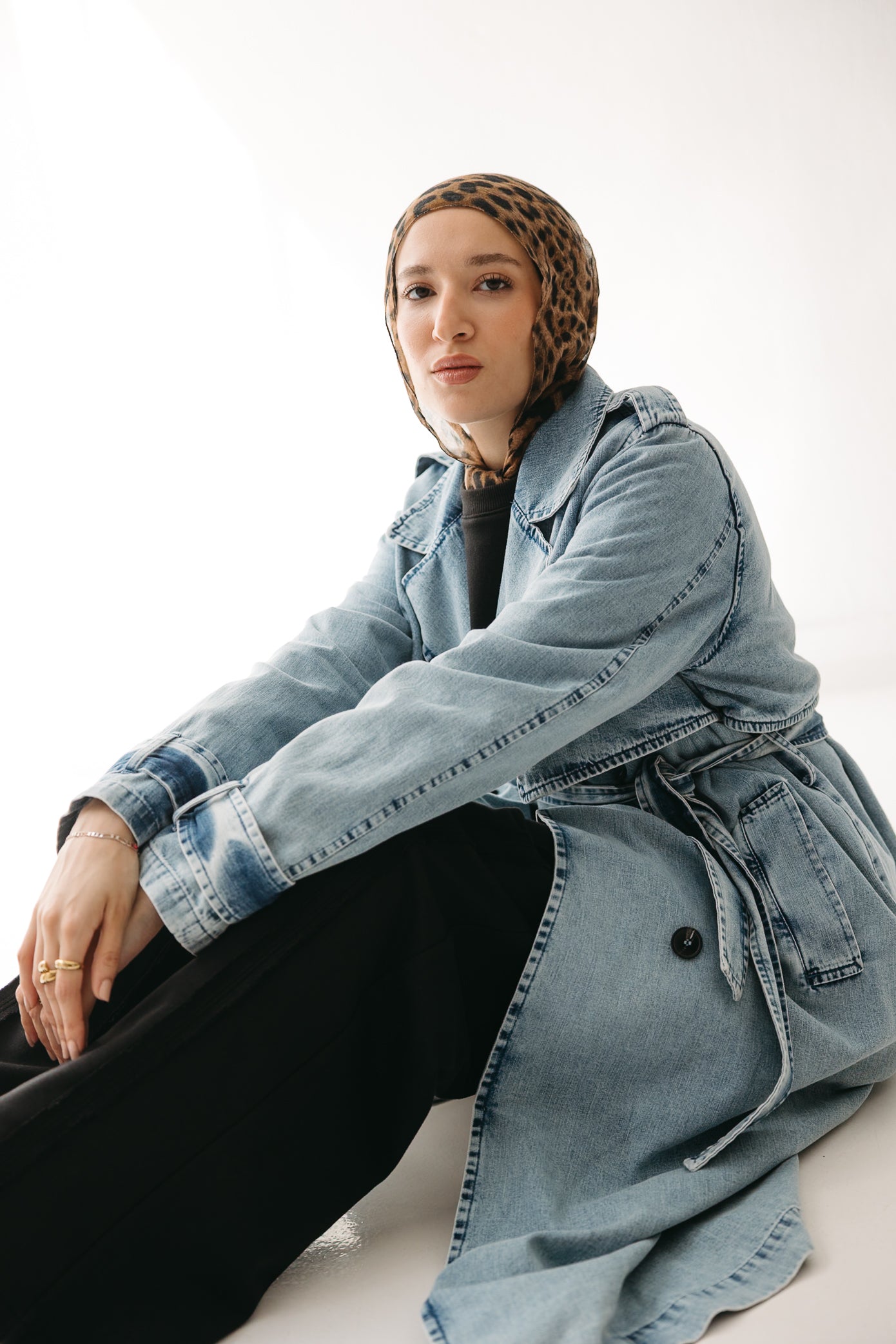 Allure Trench Coat in Washed Blue